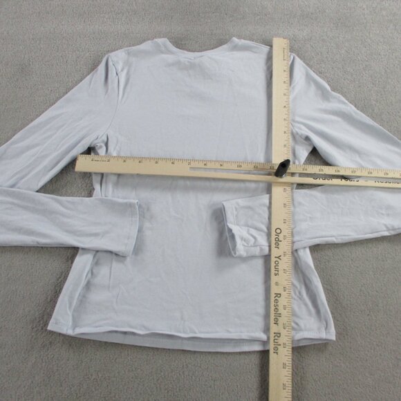 SKIMS Cotton Jersey Long Sleeve T Shirt Womens Medium Zen Blue Casual Crewneck - Picture 4 of 9